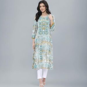 BIBA Women Rayon Straight Printed Kurta|Regular Fit