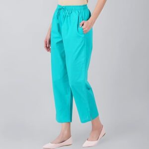 Happy Bunny Parallel Pants for Women 100% Cotton Ankle Length Trousers Regular Fit with Elastic Drawstring Stylish & Pockets Casual Formal Wear for Office & Home